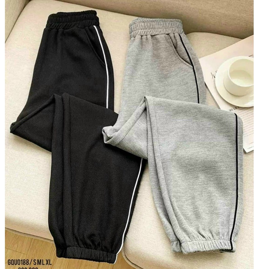 Quần Jogger Nữ viền sọc bo gấu vải tổ ong m606