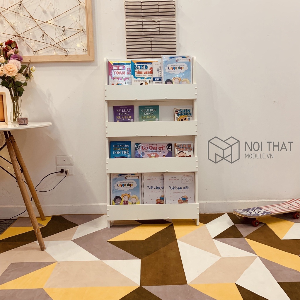Kệ sách cho trường mầm non montessori, kệ sách cho bé 4 tầng