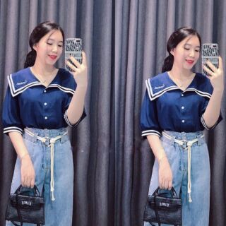 Áo sơ mi nữ cổ thuỷ thủ viền siêu xinh