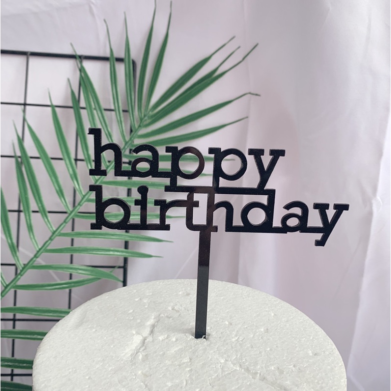[Cỡ To] Túi 10 meka Ngang Happy birthday trang trí bánh sinh nhật, mica cắm bánh kem