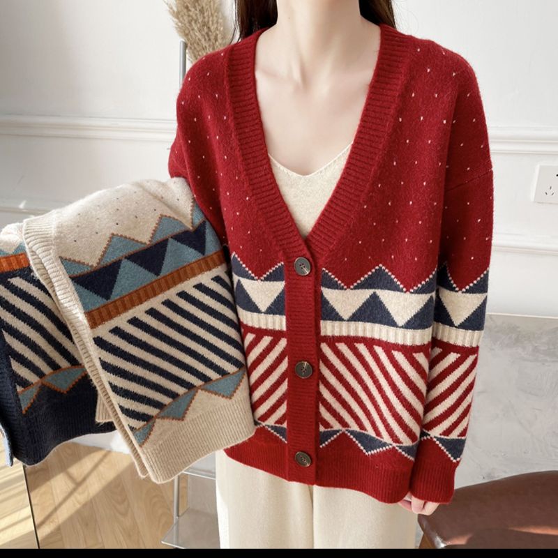 áo cardigan len hoạ tiết thổ cẩm ulzzang