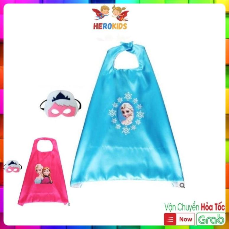 FREE SHIP Áo Choàng Elsa, Vải Phi Bóng Nhẹ Bay (Tặng Kèm Mặt Nạ)