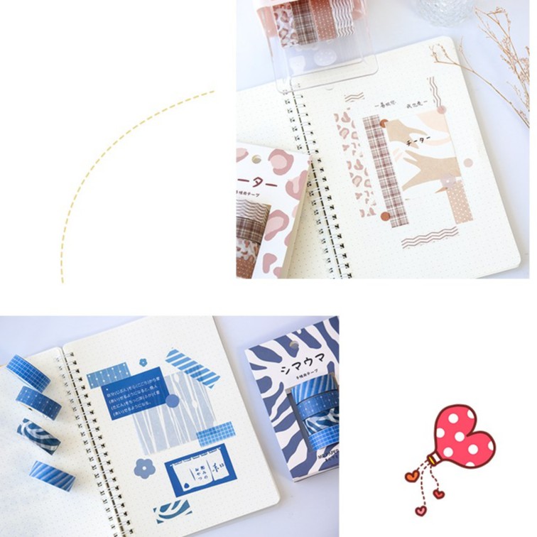 Washi tape họa tiết đơn giản băng keo giấy trang trí sổ bullet journal