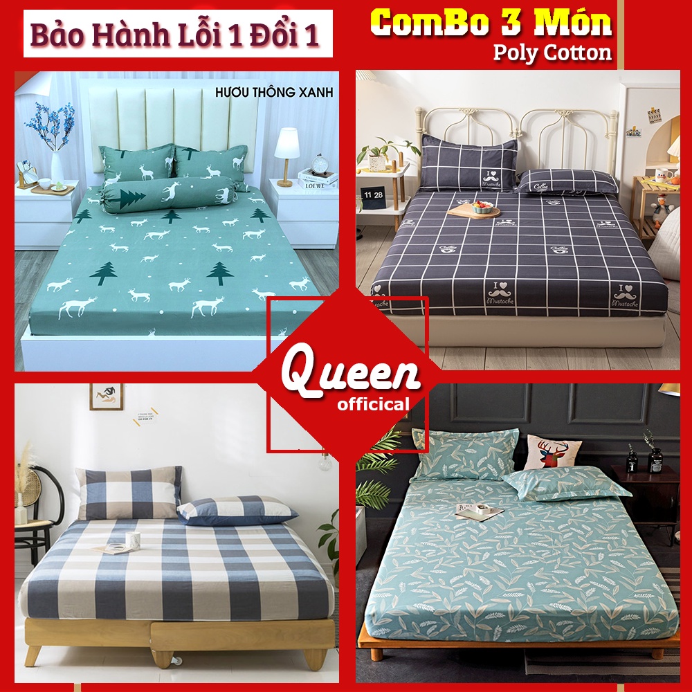 Bộ Ga Giường Vỏ Gối 💖Bộ drap giường 3 Món M2. M4. M6. M8. cotton 3D Bo Chun Miễn Phí, Được chọn mẫu - Queen Decor