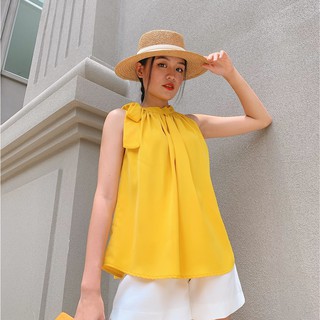 G.MAC FASHION - Áo lụa cổ yếm vàng