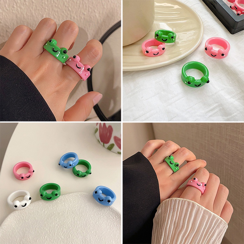 Nhẫn Resin Hình Ếch Hoạt Hình Cho Nam Nữ