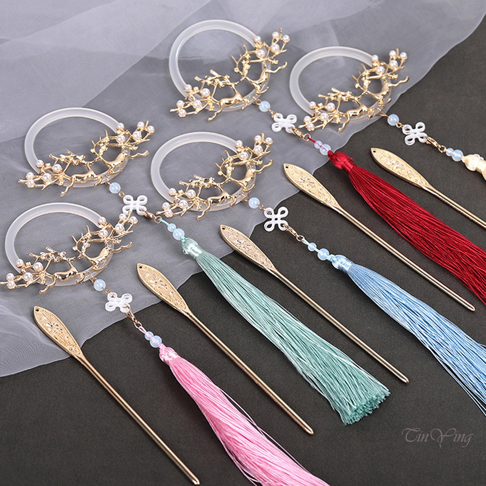 GETNOIVAS Trâm Cài Tóc Đính Tua Rua Phong Cách Trung Hoa Cổ Điển Trọng Lượng Nhẹ Siêu Bền