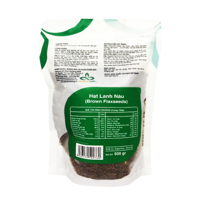 Hạt Lanh Nâu Canada 500Gr 💝FREE SHIP💝 Hạt Lanh Hữu Cơ Nhập Khẩu Hàng Date Mới Liên Tục