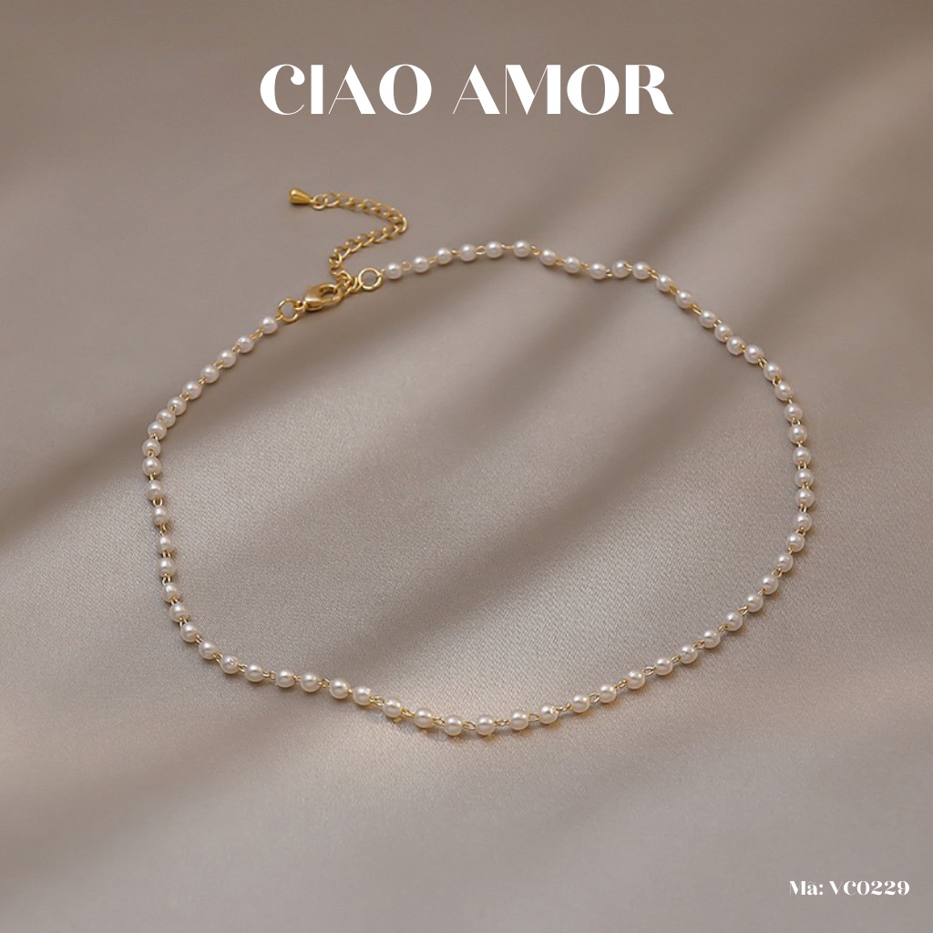 Dây chuyền nữ, vòng cổ, chocker ngọc nhỏ Trang sức Ciao Amor - VC0229