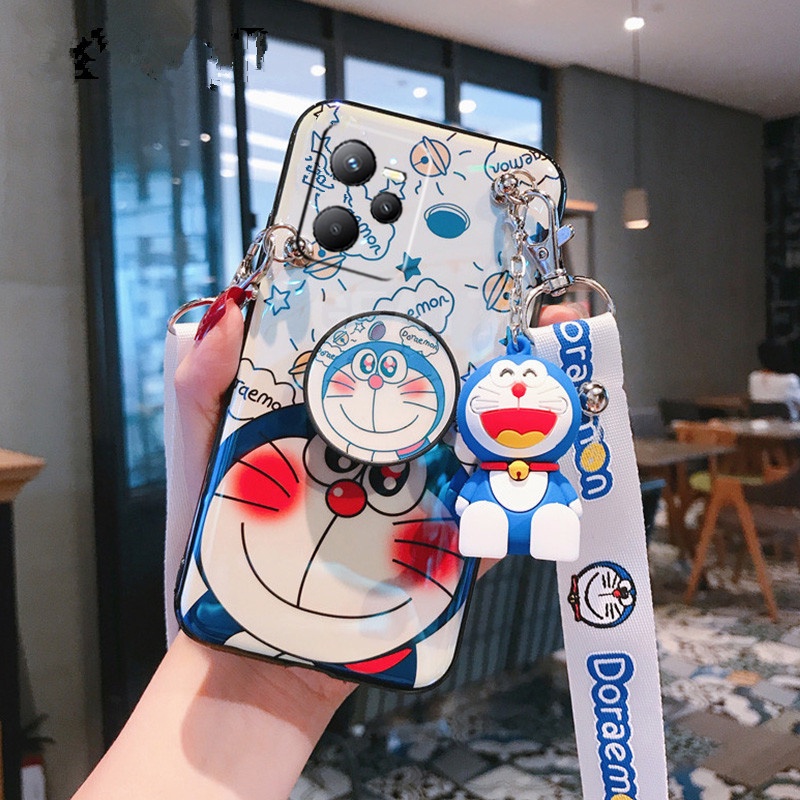 Ốp Điện Thoại Dẻo Họa Tiết Doremon Kèm Dây Đeo & Búp Bê Cho realme c35 9i realme9 pro + 9pro narzo 50a prime narzo50 9proplus 2022