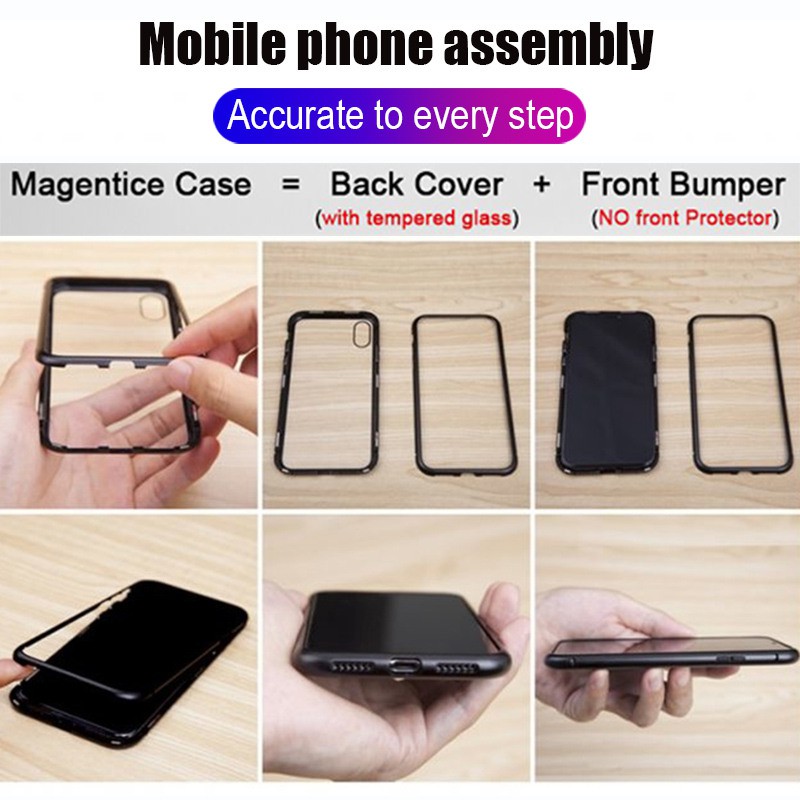 Ốp điện thoại kính cường lực viền kim loại từ tính cho Samsung Galaxy A51 A71 Note 10 Lite S10 Lite S20 Plus S20 Ultra