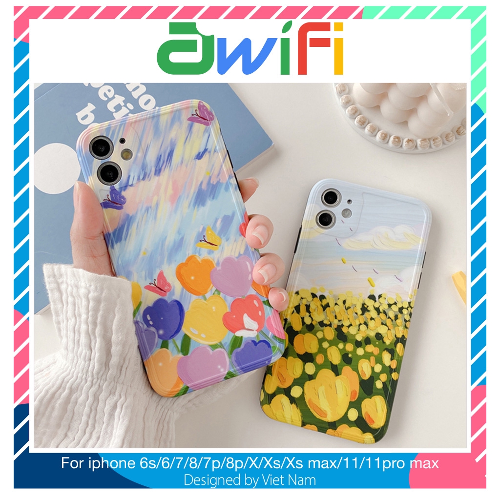 Ốp iphone - Ốp lưng imd new hoa tulip sơn dầu 6/6s/6plus/6splus/7/8/7plus/8plus/x/xs/xsmax/11/11promax - Awifi Case Q1-9 | BigBuy360 - bigbuy360.vn