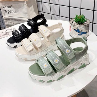 Dép Sandal Nũ Hoa Cúc Ba Quai uzzang Hàn Quôc