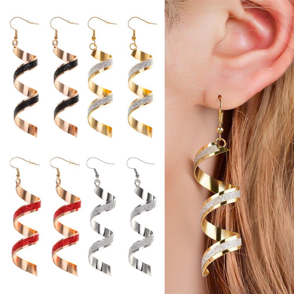 BORAG 1 Đôi Khuyên Tai Xoắn Ốc Dáng Dài Thời Trang