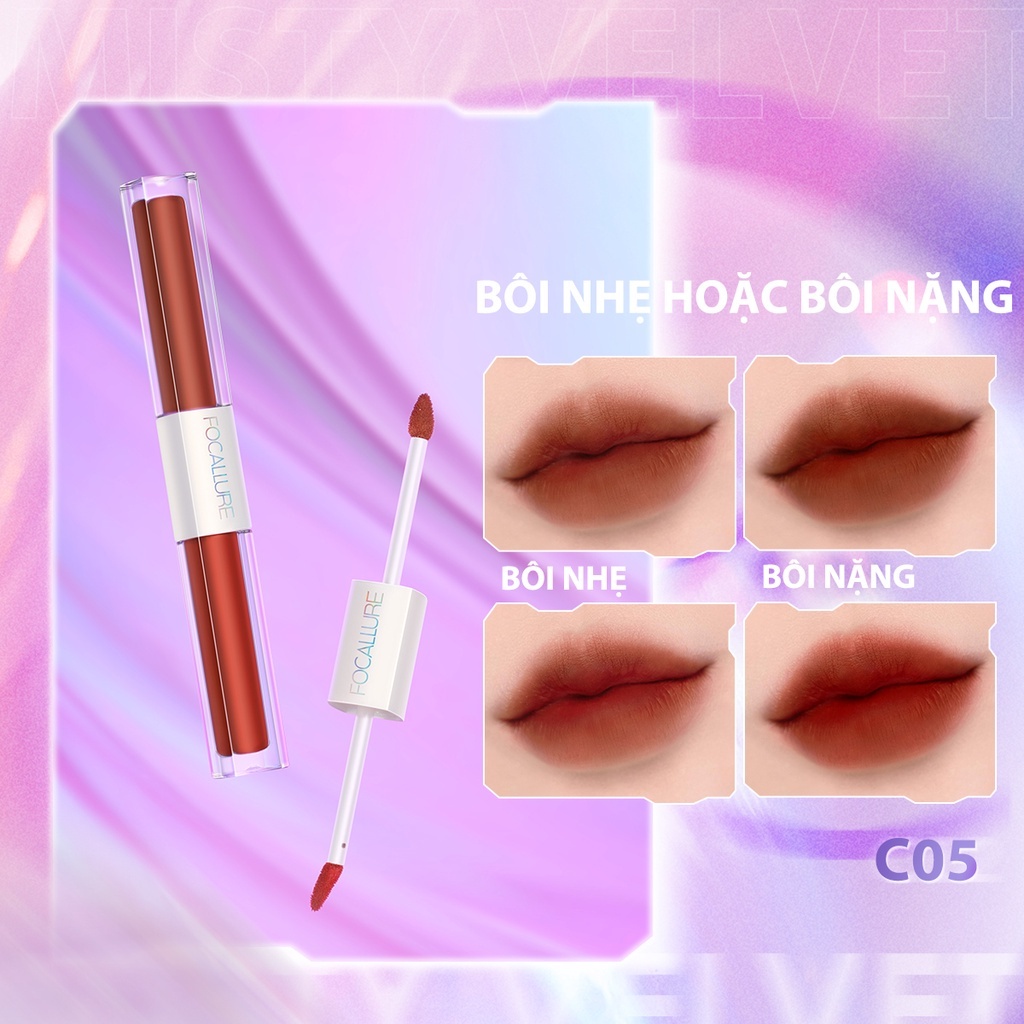[Multi-color] Son môi FOCALLURE Dạng Lỏng 2 trong 1 siêu nhẹ chống nứt nẻ