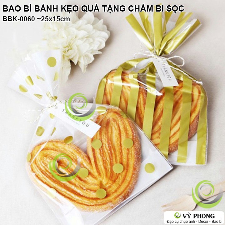 SET 50 TÚI NHỰA CHẤM BI,SỌC VÀNG BẮC ÂU ĐỰNG BÁNH KẸO QUÀ TẶNG CÁC DỊP LỄ TẾT NOEL GIÁNG SINH BBK-0060