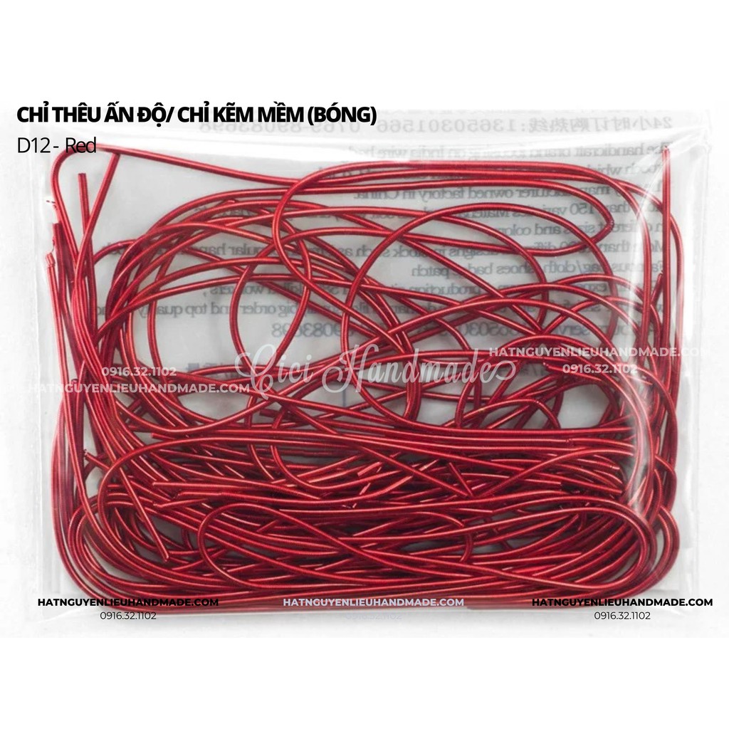 Túi 10g chỉ kẽm thêu ấn độ dạng kẽm tròn 1mm bóng(shine) mềm Cici Handmade chuyên hạt cườm nguyên liệu hạt đá hạt pha lê