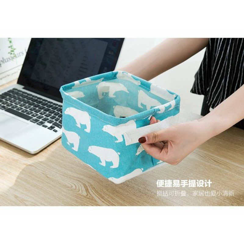 Giỏ Vải Vintage Đựng Đồ Dùng Cá Nhân Để Bàn