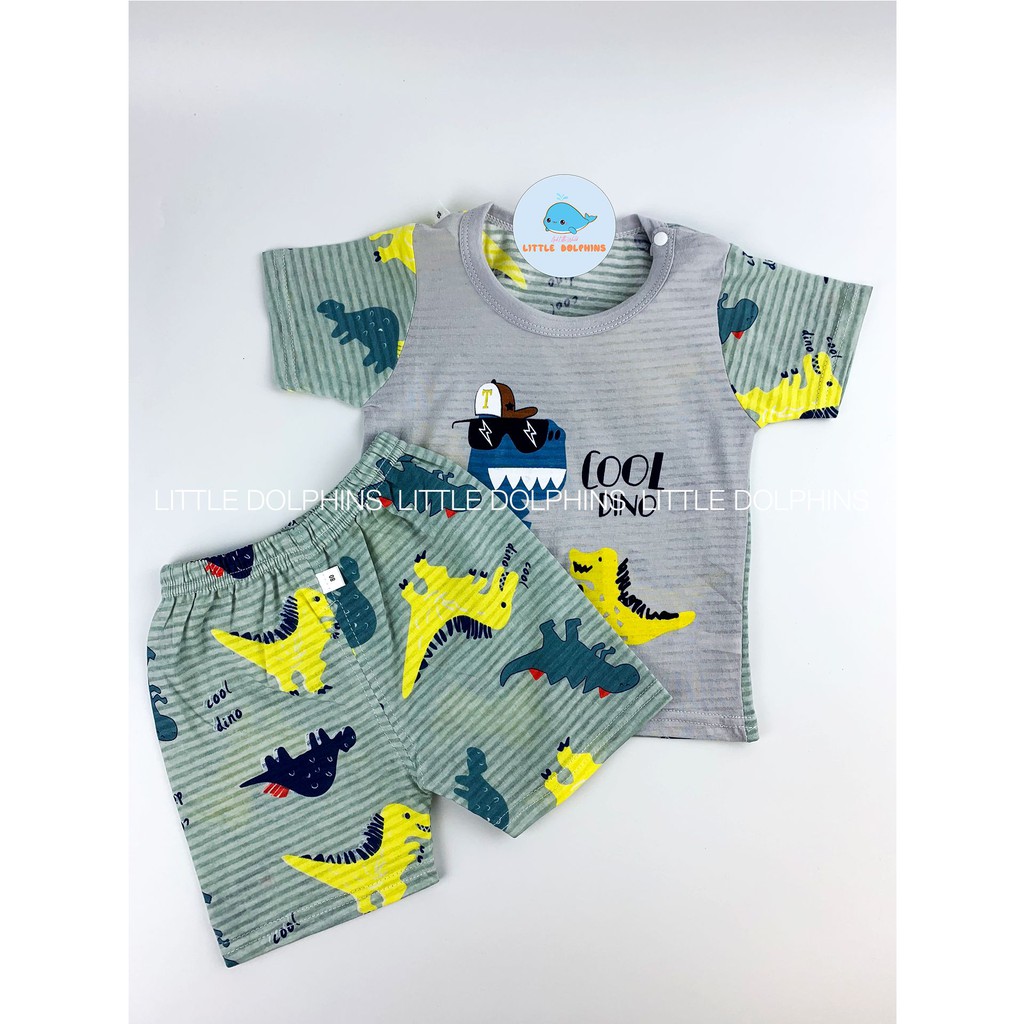 Bộ Quần Áo Khủng Long Cộc Tay Cho Bé Little Dolphins Chất Cotton Sợi Tre Mềm Mịn Giá Rẻ Cực Đẹp DPbo04