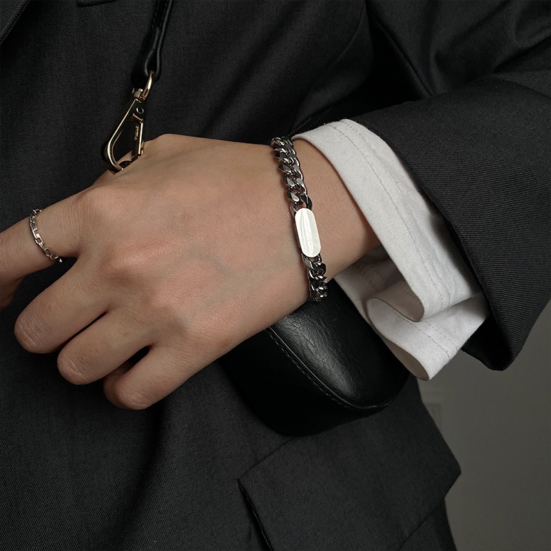 Vòng Tay Dây Xích Bằng Titan Thiết Kế Đơn Giản Phong Cách Hip Hop Thời Trang Cho Cặp Đôi