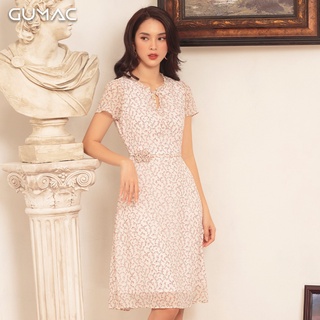 Đầm nơ eo hoa GUMAC DA421_HONG