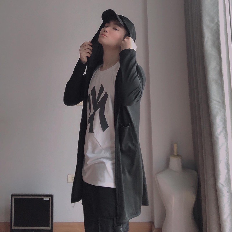 [CÓ SẴN - ẢNH THẬT] Áo cadigan đen trơn nam nữ unisex dáng dài phong cách ulzzang Hàn Quốc