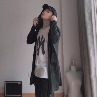 Áo cadigan đen trơn nam nữ unisex dáng dài phong cách ulzzang Hàn Quốc