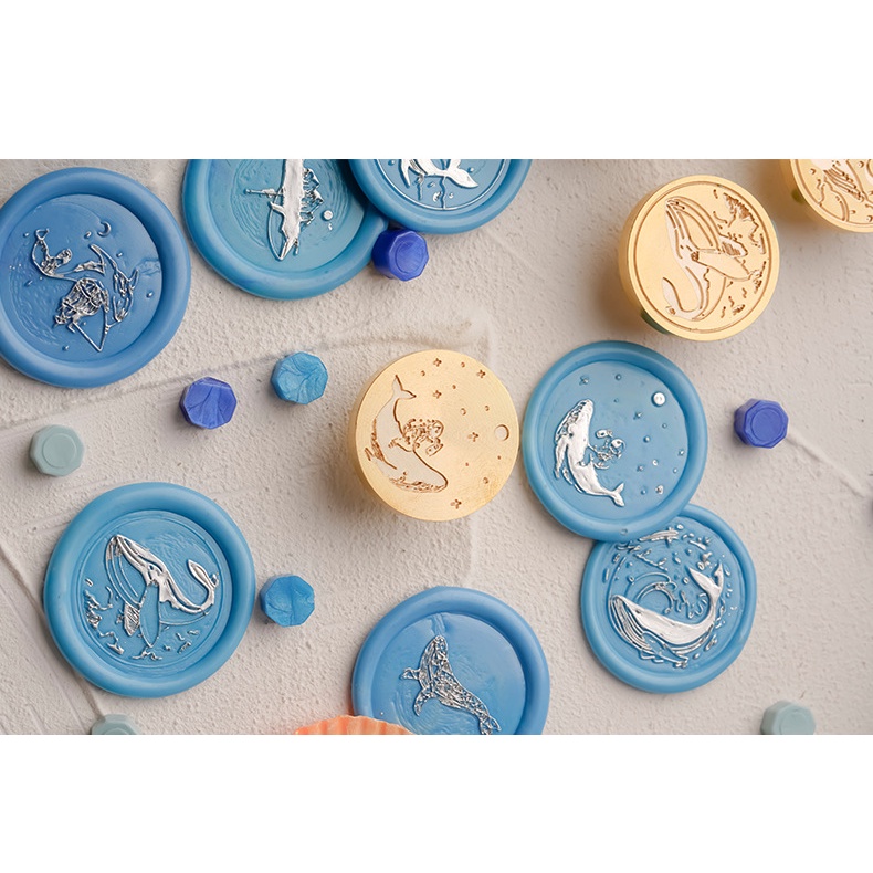 Con Dấu Sáp Niêm Phong Thiệp Mời Đám Cưới Hình Cá Voi