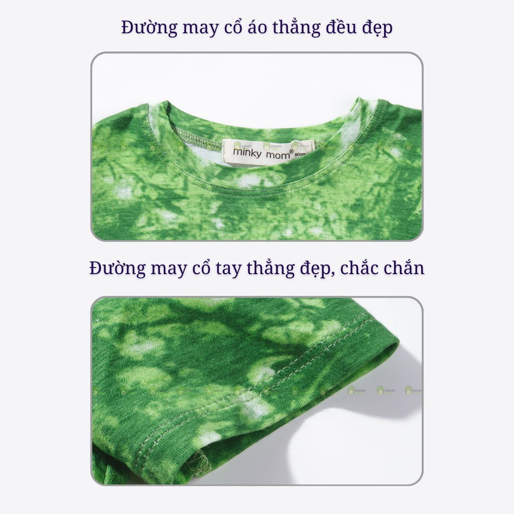 Bộ Dài Tay Cho Bé Trai, Bé Gái Vải Thun Lạnh Minky Mom Hoạ Tiết  Loang Tye Dye, Đồ Bộ Dài Tay Cho Bé Mặc Nhà MKMTD2203