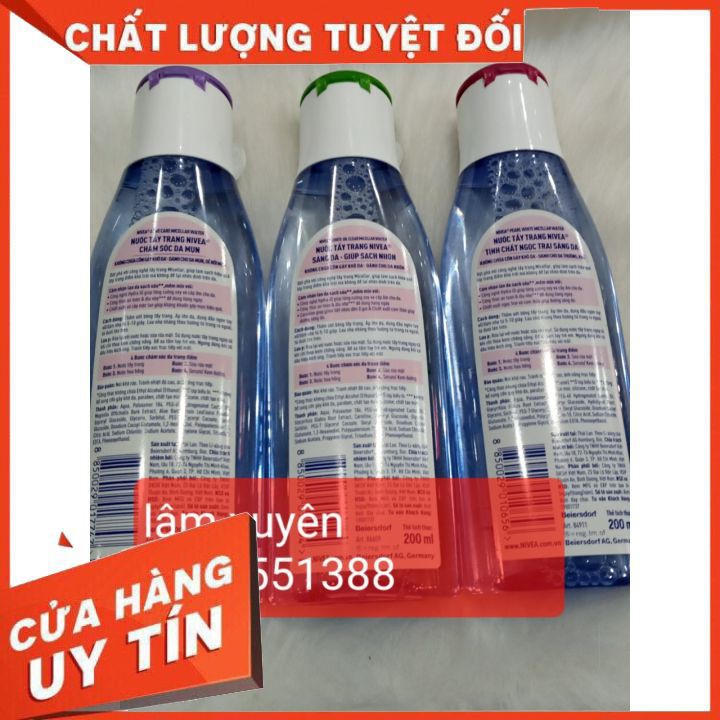 NƯỚC TẨY TRANG NIVEA KHÔNG CHỨA CỒN PHIÊN BẢN MỚI! FREESHIP  LÀM SẠCH DA , KHÔNG CỒN DỊU NHẸ , SỬ DỤNG HANG NGAY, 🥀