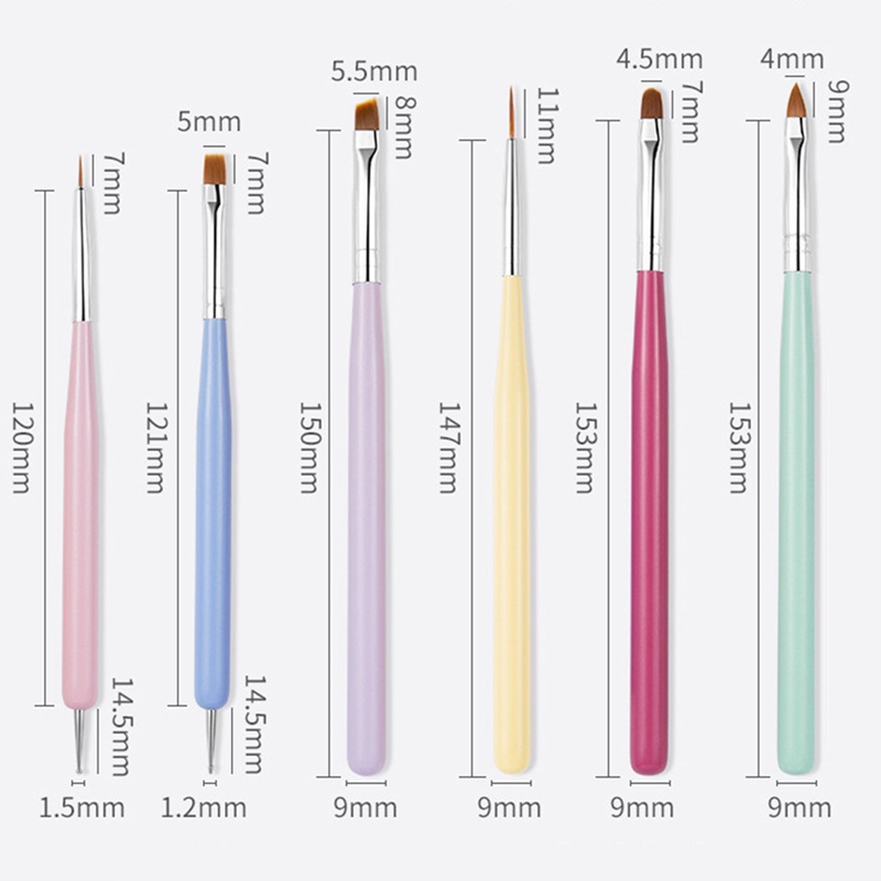 Bộ 6 Cây Bút Khắc Tạo Hình Móng Tay Hai Đầu Màu Sắc Macaron Kèm Bút Khắc