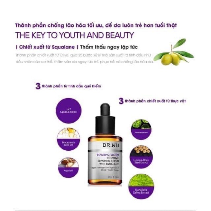 Serum phục hồi và chống lão hoá da intense repairing serum with squalane