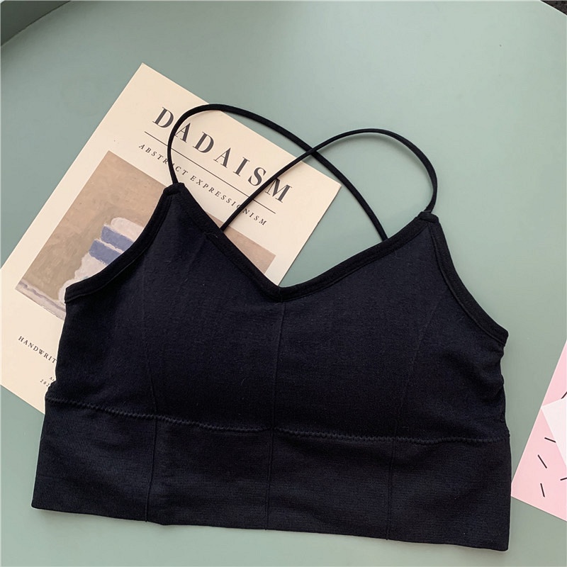 HUANG YOYO Áo Croptop Áo hai dây thể thao thời trang Hàn Quốc cho nữ