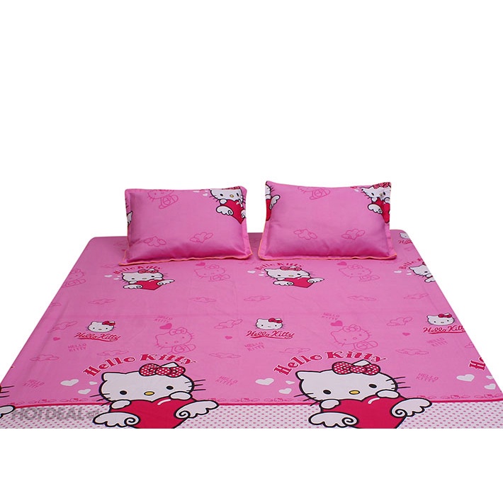 Bộ ga gối,ga trải giường 1m6/1m8 gồm 1ga 2 vỏ gối mẫu cành hoa cúc xanh và các mẫu hoạt hình đáng yêu Bà Béo  Kho chăn g