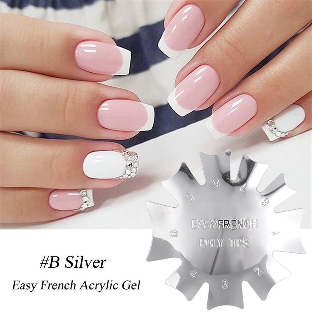 Khuôn Vẽ Móng Tay Bằng Thép Không Gỉ ROWANS Kiểu Pháp|Máy Cắt Cỏ Cạnh Bạc Sliver