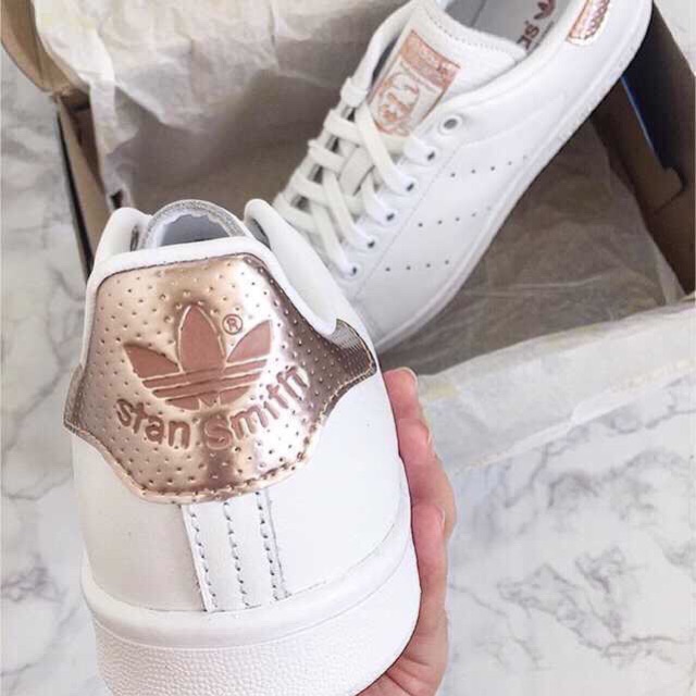 Giày stan smith gót vàng hồng
