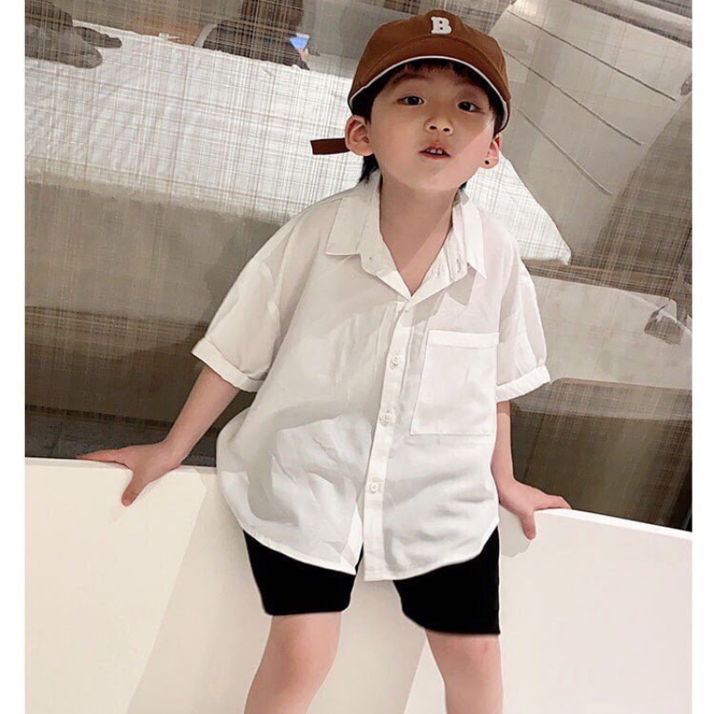 Sét sơ mi trắng quần đen cho bé trai chuẩn soái ca với chất liệu cao cấp mềm mịn, thấm hút mồ hôi cực đỉnh Xu Xu KIds