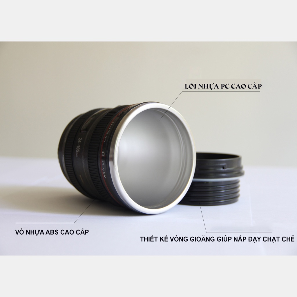 Cốc Cà Phê Có Nắp - Hình Ống Kính Lens Máy Ảnh