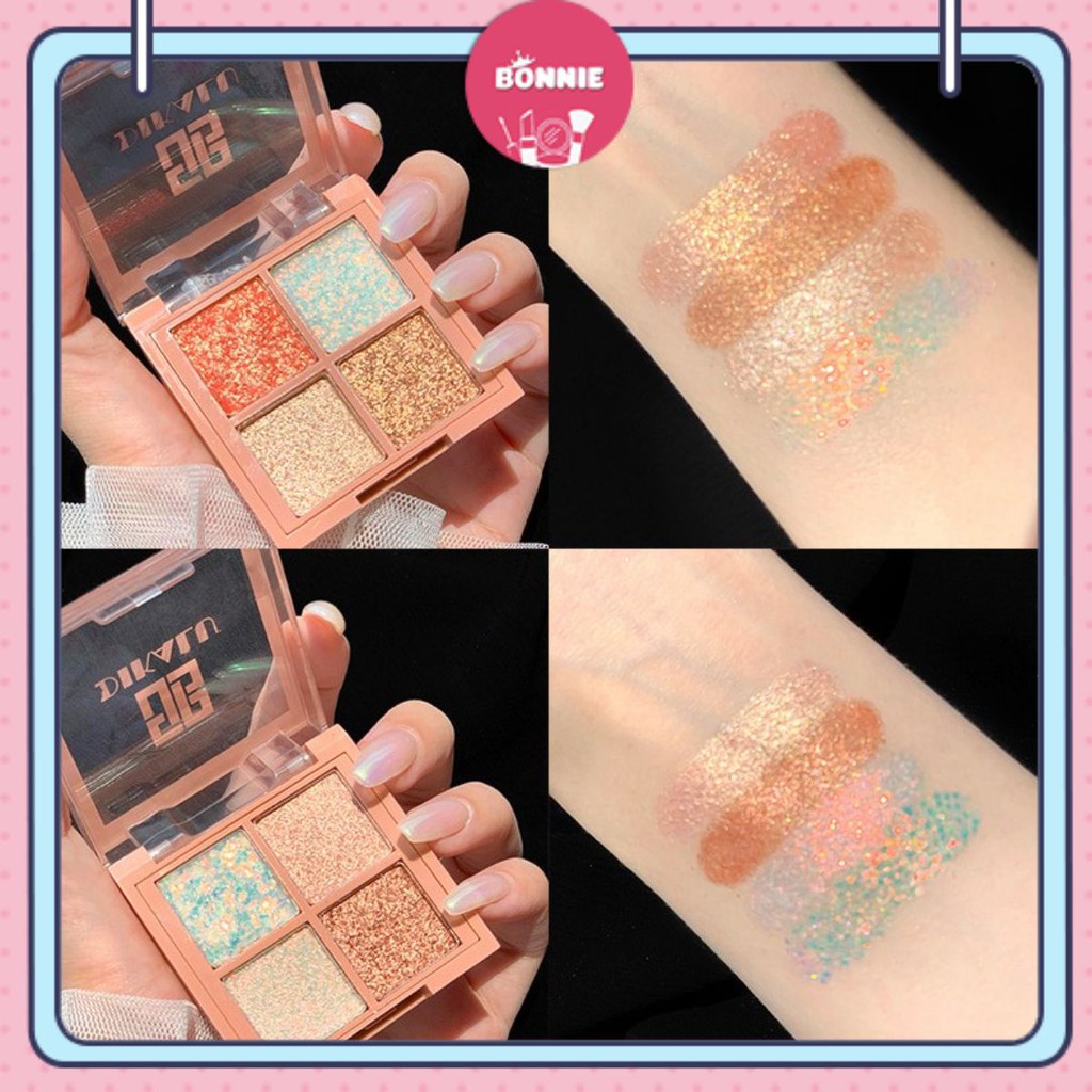 Phấn Mắt🍑FREESHIP🍑phấn Nhũ trang điểm mắt DIKALU 4 Ô Glint Bomb