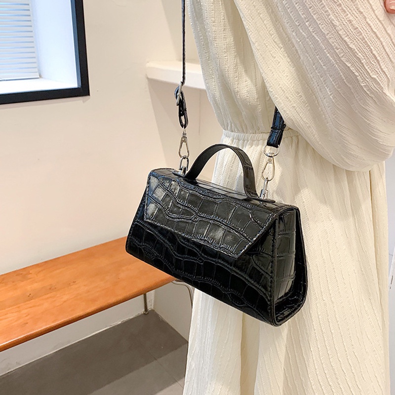 IELGY Túi Đeo Chéo Dáng Vuông Nhỏ Vân Da Cá Sấu Đơn Giản Thời Trang Cho Nữ