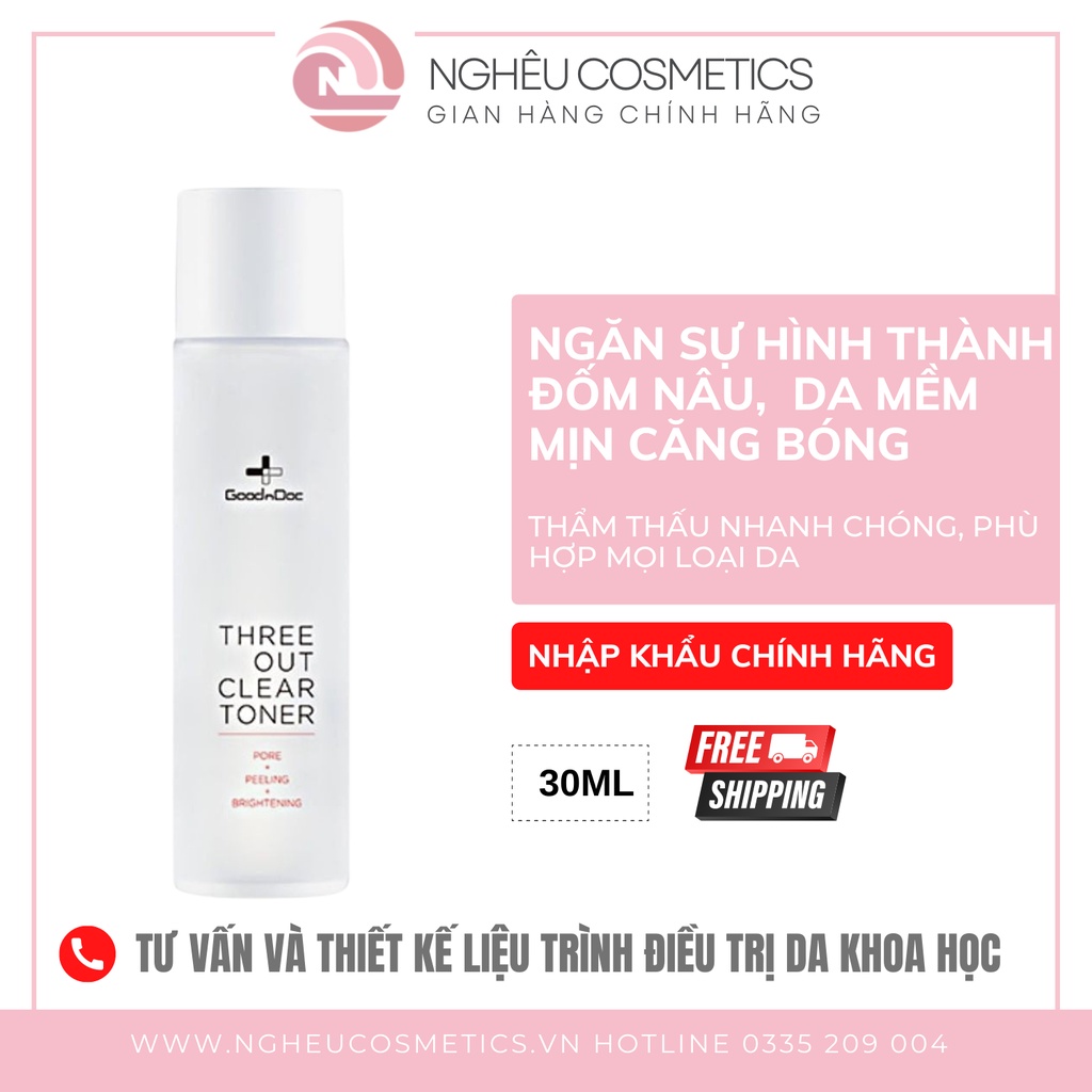 Toner Trắng Da Thu Nhỏ Lỗ Chân Lông Làm Mềm Mịn Da Goodndoc ThreeOut 150ML