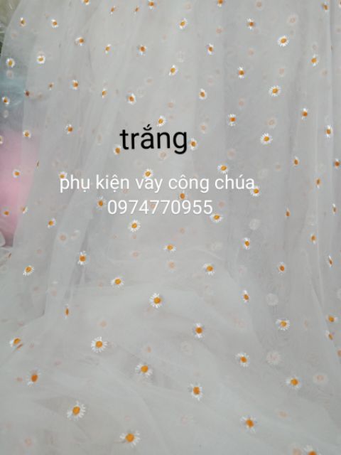 Voan lưới thêu hoa cúc loại đẹp