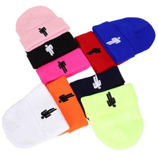 MAHES Mũ len beanie màu trơn phong cách
