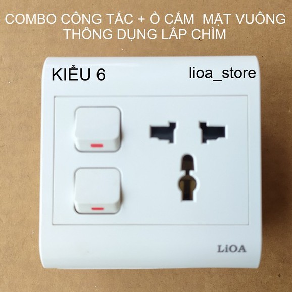 COMBO CÔNG TẮC + Ổ CẮM  THÔNG DỤNG MẶT VUÔNG LẮP CHÌM.