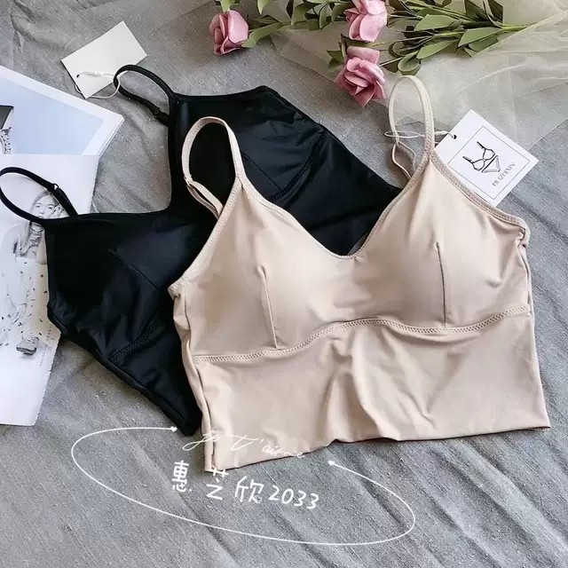 Áo Bra 2 Dây Kèm Mút Chất Su Đúc Mềm Mịn Khoét Lưng Chữ V Gợi Cảm Freesize Dưới 60kg