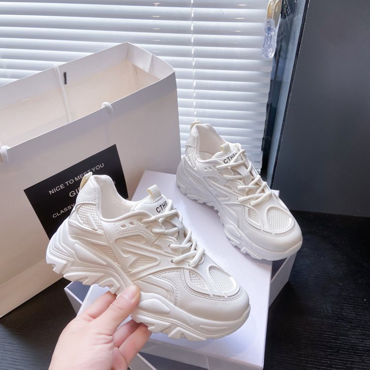 [FULL BOX] Giày Thể Thao Nữ, Giày Sneaker Nữ Độn Đế Da Mềm Phối Lưới Phong Cách Ulzzang, M64 Lisa