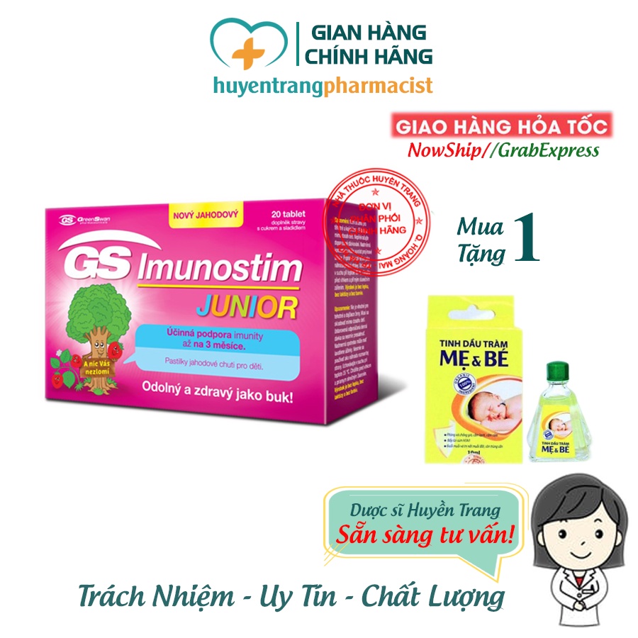 GS Imunostim Junior - Tăng cường miễn dịch và sức khỏe đường hô hấp (Hộp 20 Viên)