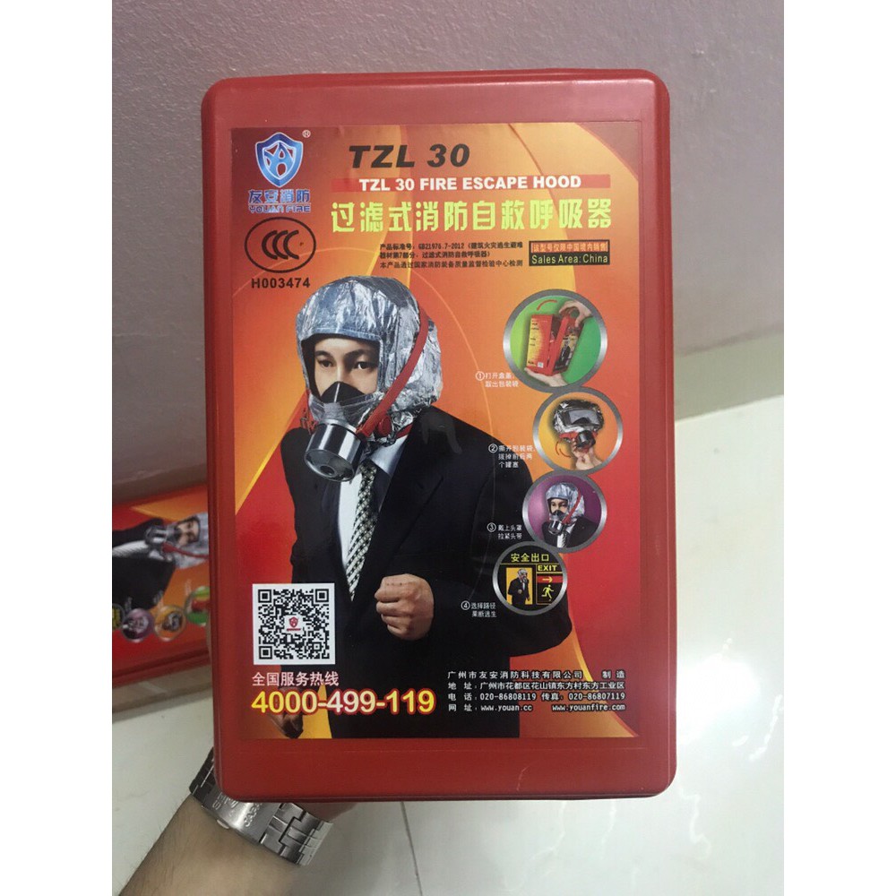 MẶT NẠ PHÒNG KHÓI TZL30   CÓ tem kiểm định- THOÁT HIỂM, PHÒNG NGẠT KHÓI KHI CÓ ĐÁM CHÁY-  BHGT
