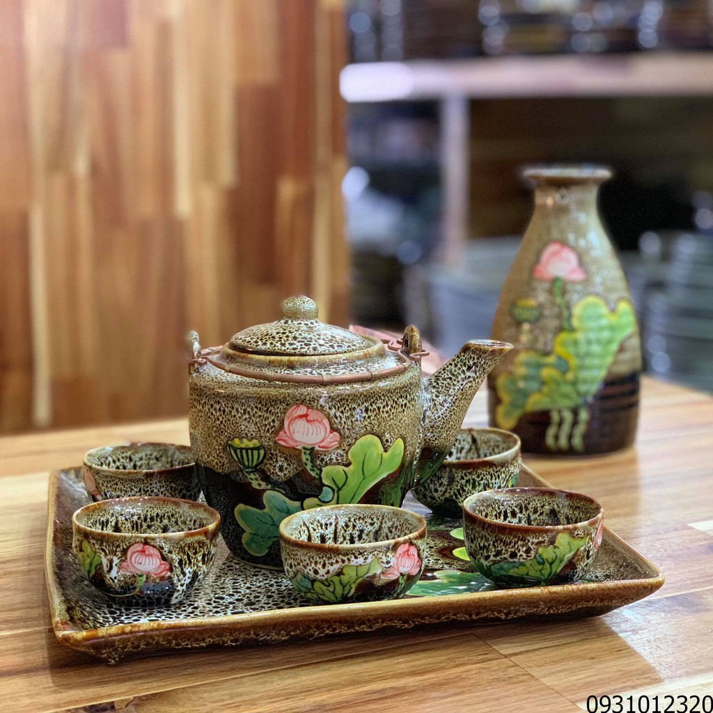 bộ ấm chén 3d hình cá bát tràng