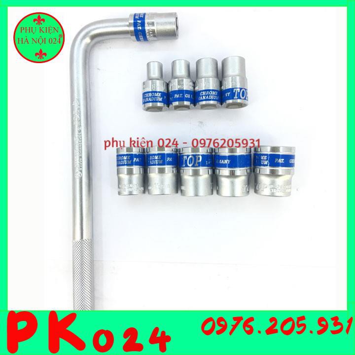 Bộ 15 Đầu Khẩu Vặn Ốc Dùng Tay Cỡ 1/2&quot; TOP 8-24mm Kèm Tay Chữ L